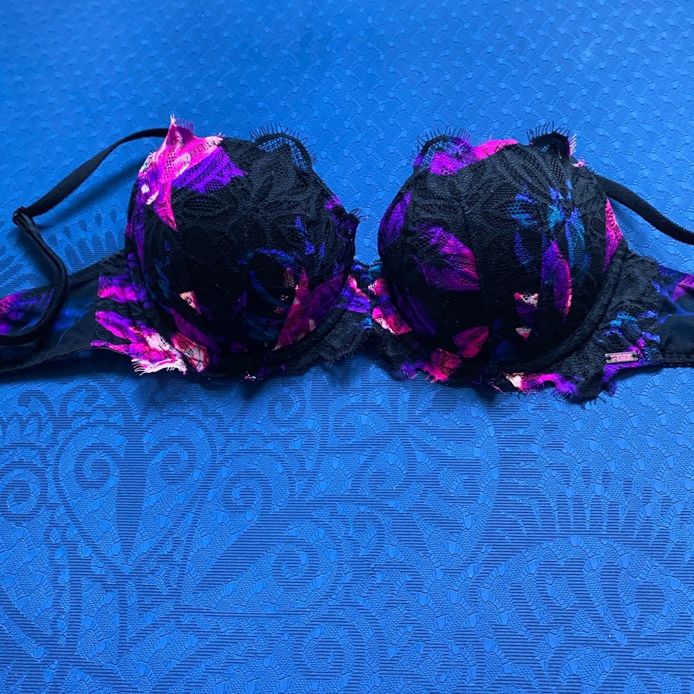 PINK lace black, blue, pink push up bra